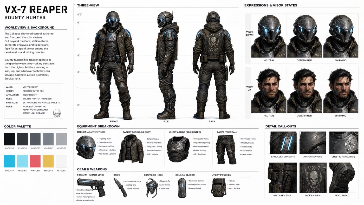 Character reference sheet generated by GPT Image 2 via Claude