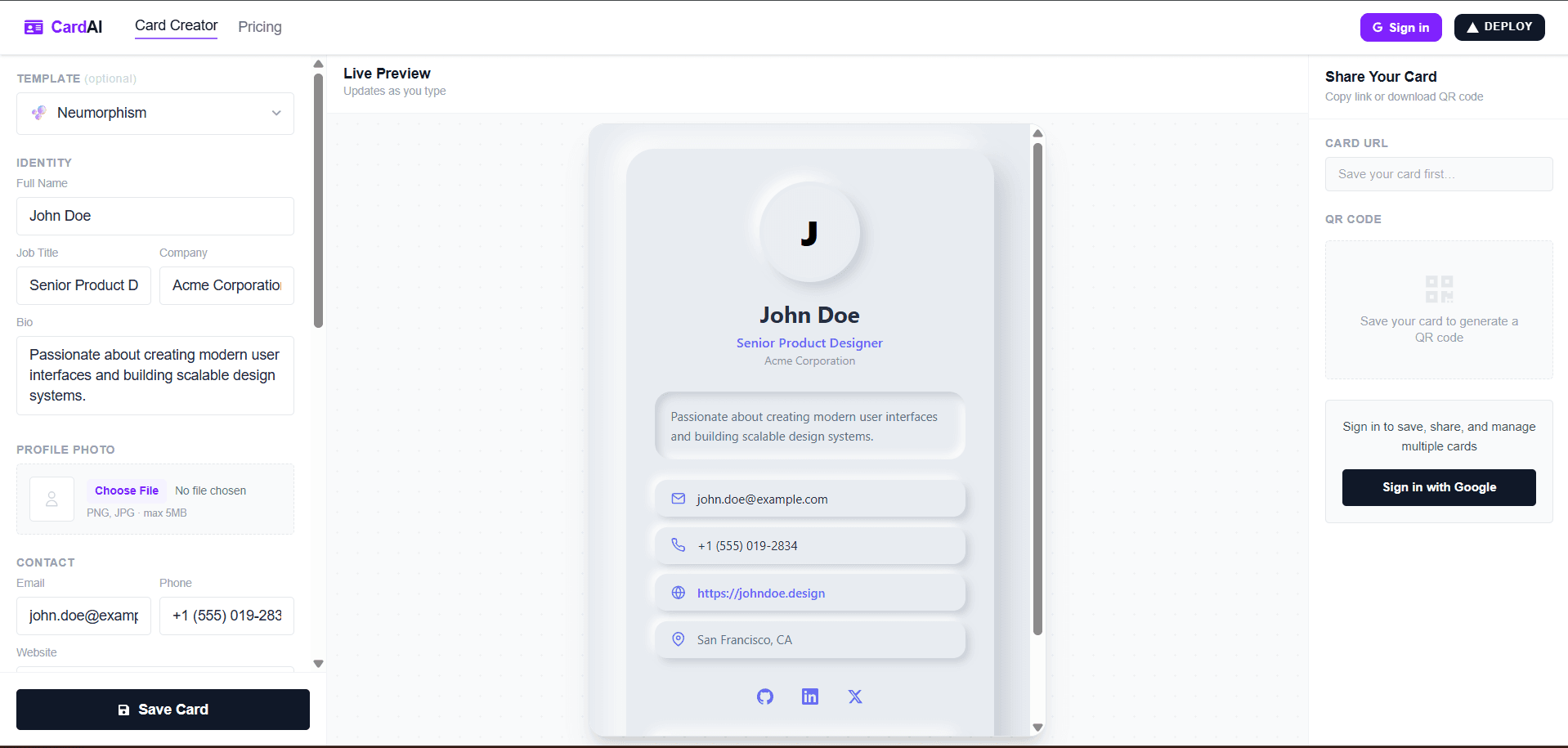 AI Business Card